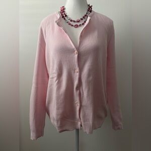 Croft & Barrow Pink Long Sleeve Button Down Sweater Size L